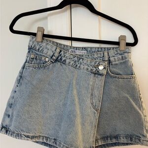 Zara Light Blue Denim Wrap Skort